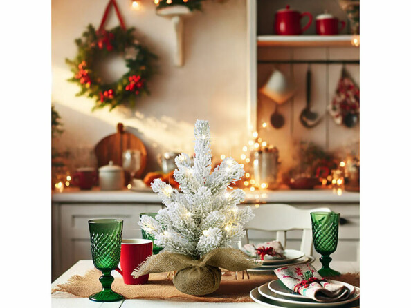 Sapin de Noël artificiel enneigé à LED - 26 cm