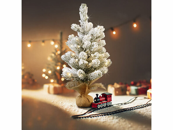 Sapin de Noël factice USB enneigé à LED - 56 cm