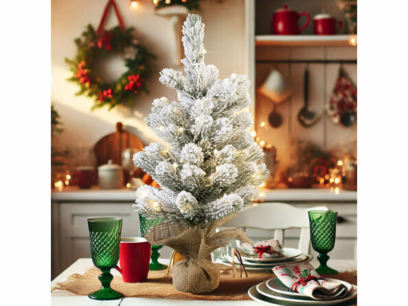 Sapin de Noël artificiel enneigé à LED - 56 cm