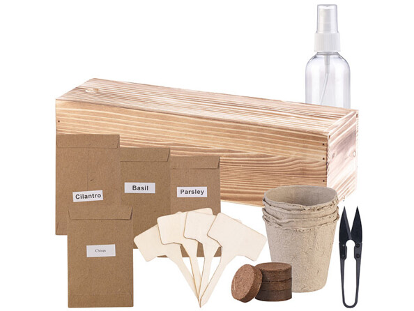 Set de culture d'aromates avec 4 aromates et accessoires