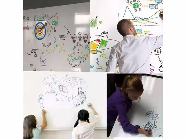 Tableau magnétique adhésif 60 x 45 cm pour marqueurs à eau