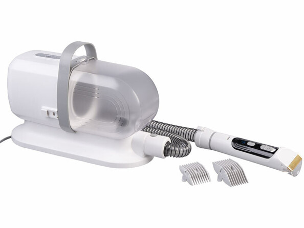 Tondeuse pour animaux avec aspirateur, séchoir et brosses