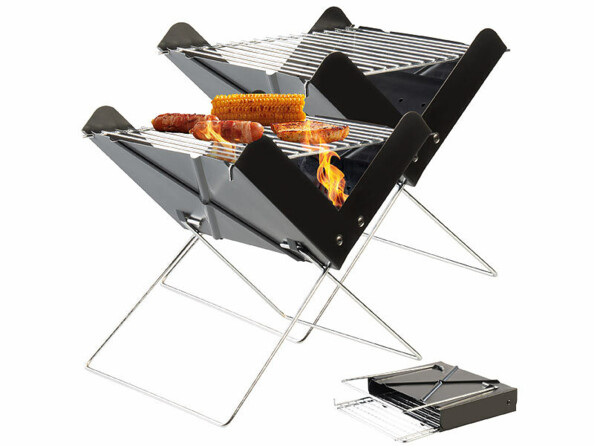 Pack de 2 barbecues pliables innovants avec grille et plateau à charbon de la marque Rosenstein & Söhne