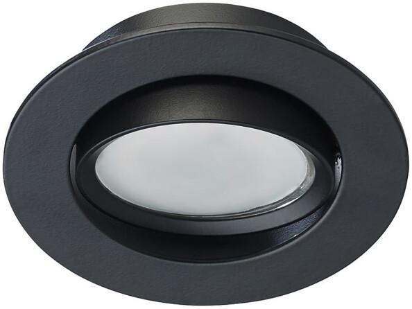 Cadre encastrable noir mat rond avec ampoule LED installée