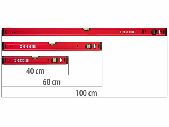 lot de 3 niveaux à bulle aluminium 40 cm 60 cm et 100 cm