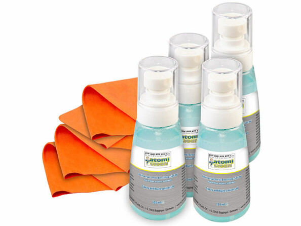 Pack de 4 sprays antibuée universels de la marque AtomiClean