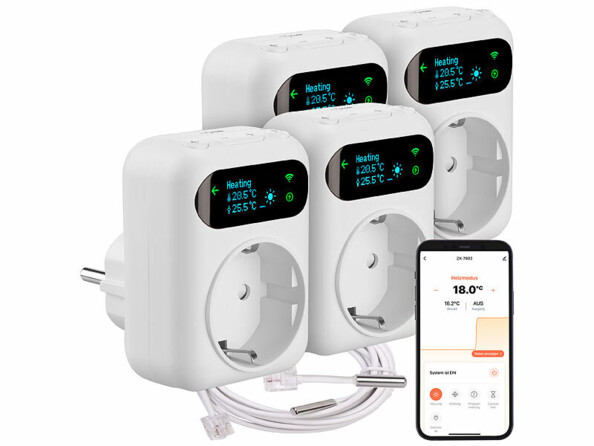 Pack de 4 thermostats secteur connectés pour chauffage et climatiseur de la marque Revolt