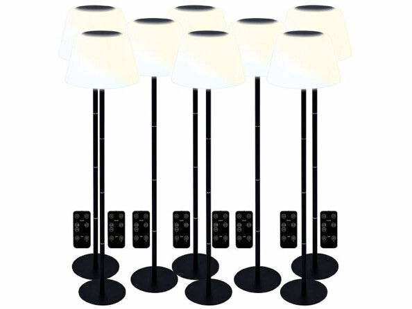 Pack de 8 lampes sur pied solaires télécommandées LED CCT de la marque Lunartec