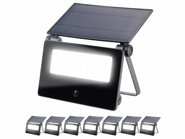 Pack de 8 projecteurs LED solaires 1300 lm FTR-102 avec détecteur de mouvement de la marque Luminea