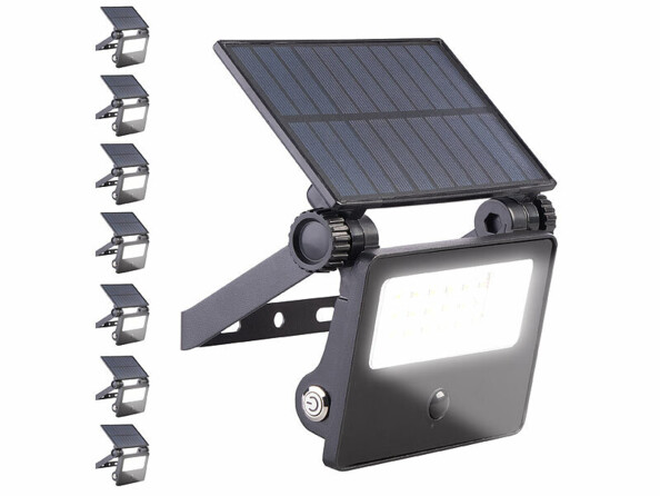 Pack de 8 projecteurs LED solaires 700 lm FTR-101 avec détecteur de mouvement de la marque Luminea