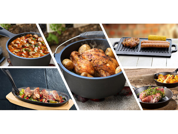 Mise en situation de tous les accessoires de cuisson en fonte