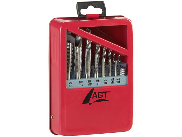 2 boîtes avec 14 forets et 14 tarauds HSS-G pour perceuse et 2 tourne-à-gauche