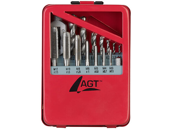 2 boîtes avec 14 forets et 14 tarauds HSS-G pour perceuse et 2 tourne-à-gauche