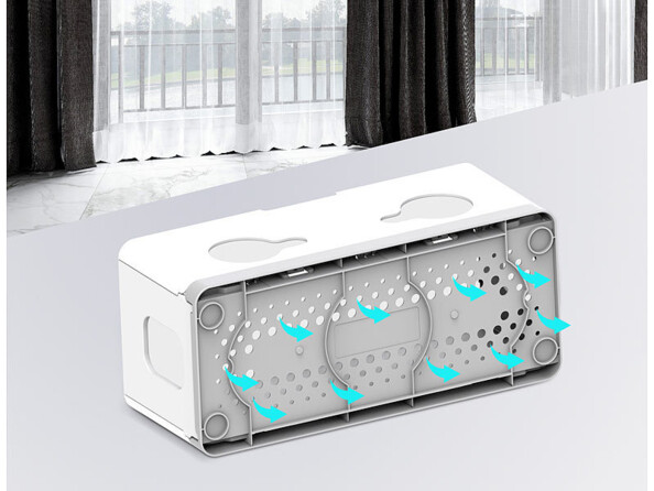 Boîte de rangement pliable pour multiprise coloris blanc vue de dessous