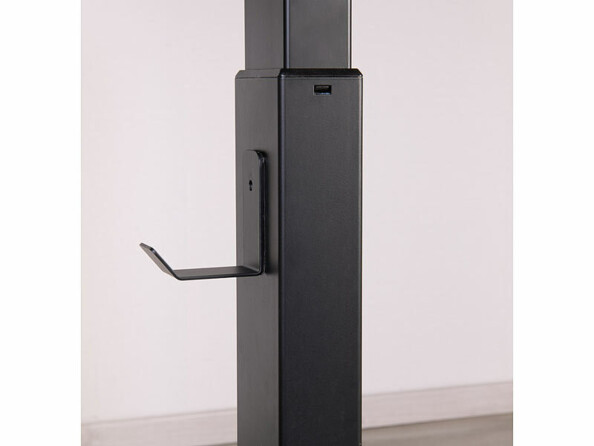 Bureau assis/debout électrique avec roulettes aspect bois