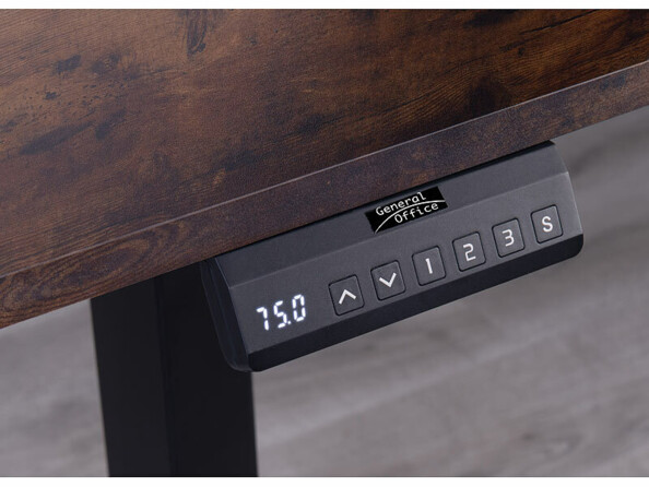 Bureau assis/debout électrique avec roulettes aspect bois