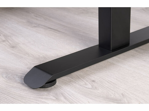 Bureau assis/debout électrique avec roulettes aspect bois