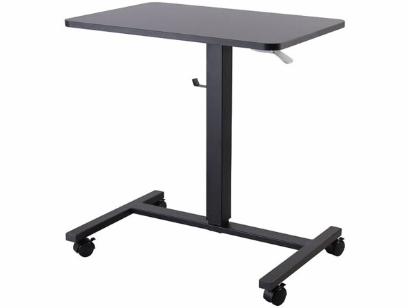 Bureau assis/debout manuel avec roulettes coloris noir