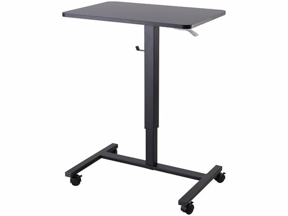 Bureau assis/debout manuel avec roulettes coloris noir