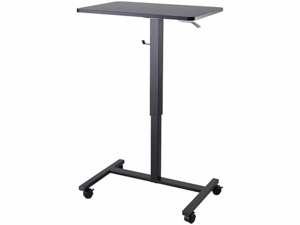 Bureau assis/debout manuel avec roulettes coloris noir