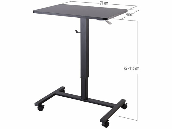 Bureau assis/debout manuel avec roulettes coloris noir