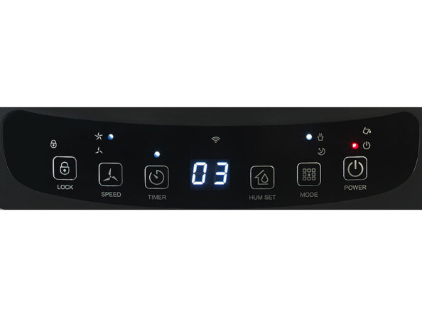 Déshumidificateur connecté avec télécommande.