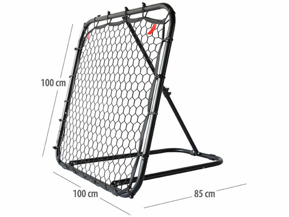 Rebondisseur incliné de 100 cm sur 100 cm avec annotations de dimensions précises