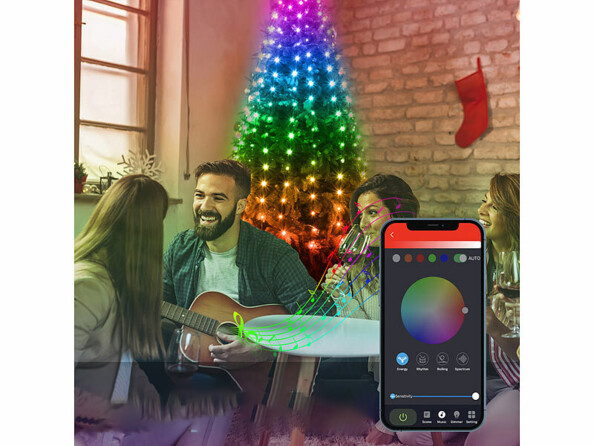 Guirlande LED cascade RVB IC connectée 1,8m pour sapin de Noël