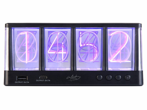 Horloge LED à tube RVB avec ports de charge USB