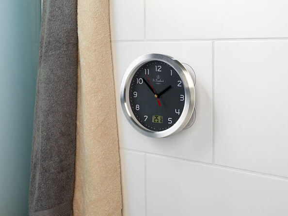 Horloge de salle de bains étanche avec thermomètre