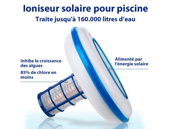 Ioniseur solaire pour piscine PO-160 vue de 3/4
