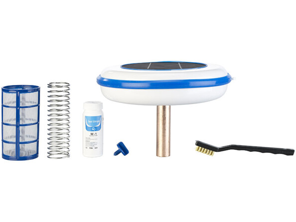 Ioniseur solaire pour piscine PO-160 vue avec accessoires