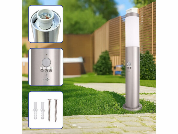 Lampe étanche sur pied culot E27 capteur PIR