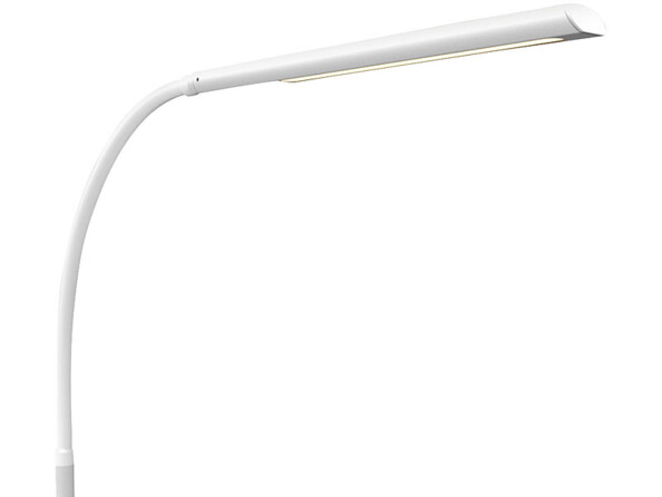 Lampe sur pied LED CCT connectée avec luminosité variable coloris blanc zoom sur la tête de la lampe