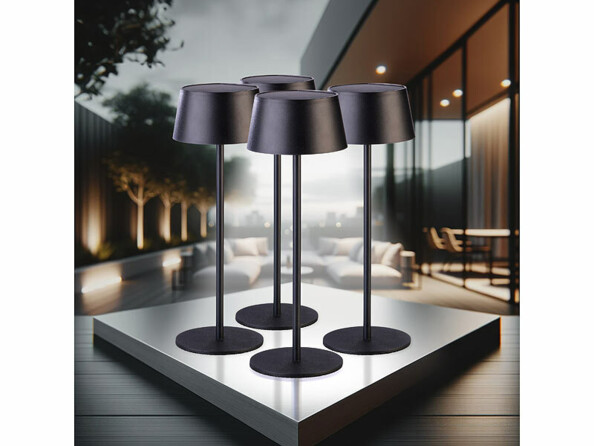 4 lampes de table solaire 150 lm mise en situation sur une table basse