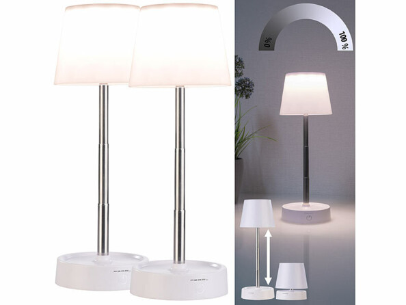 2 lampes de table téléscopiques solaires dimmables