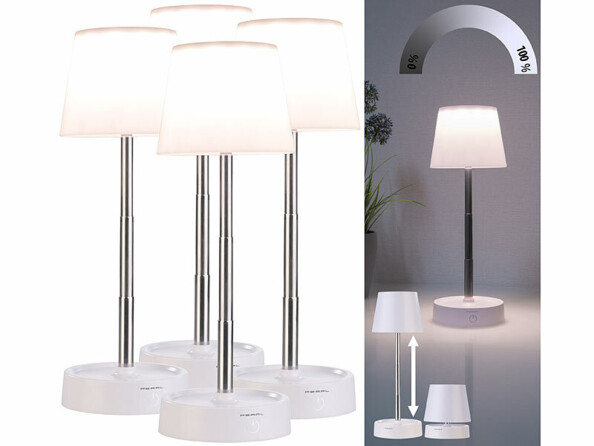 4 Lampe de table téléscopiques solaires dimmables