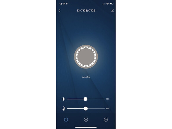 Lampe sur pied LED CCT connectée avec luminosité variable coloris noir vue de l'application