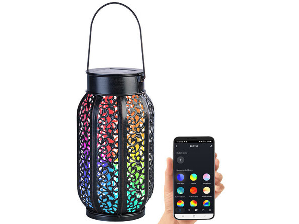 Lanterne de jardin solaire LED RVB CCT avec application