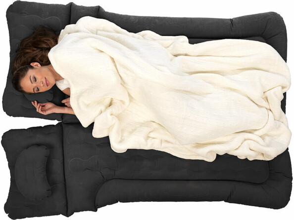 Lit gonflable 180 x 135 cm pour banquette arrière et coffre avec pompe à air électrique