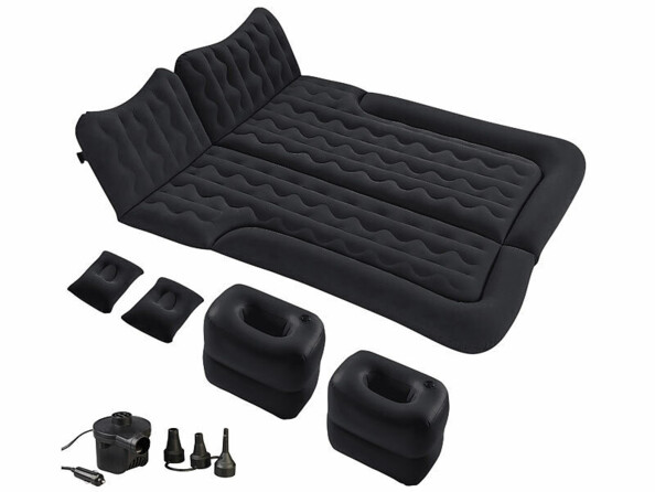 Lit gonflable 180 x 135 cm pour banquette arrière et coffre avec pompe à air électrique