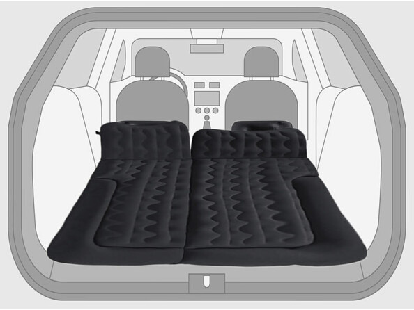 Lit gonflable 180 x 135 cm pour banquette arrière et coffre avec pompe à air électrique