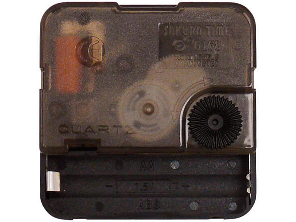 Arrière du boîtier noir transparent du mécanisme d'horloge avec molette de réglage de l'heure