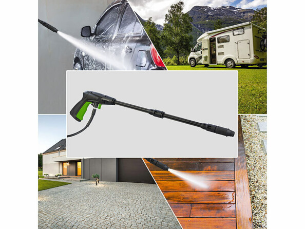 Nettoyeur haute pression 1600 W / 110 bars mis en situation avec des véhicules