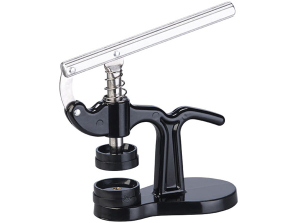 Presse de fond de montre noir avec levier gris