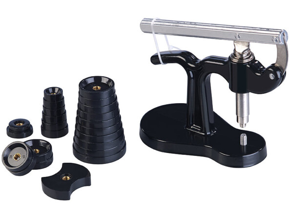 Support et ouvreur noirs avec matrices plastiques pour boîtier de montre