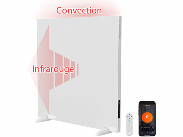Panneau chauffant électrique à infrarouge 550 W et convecteur connecté
