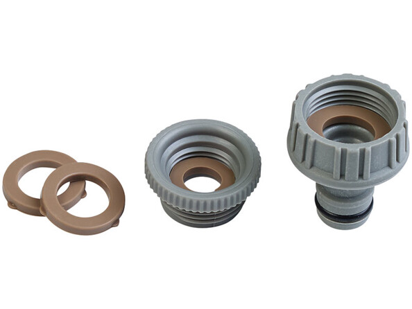 Programmateur d'arrosage numérique avec capteur de pluie vue des adaptateurs