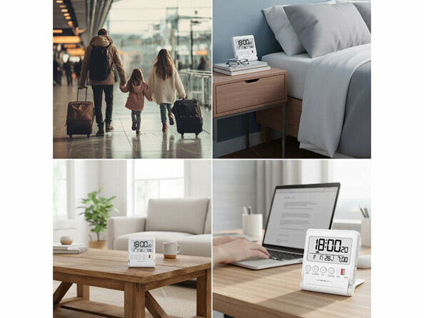 Réveil radio-piloté de voyage avec thermomètre