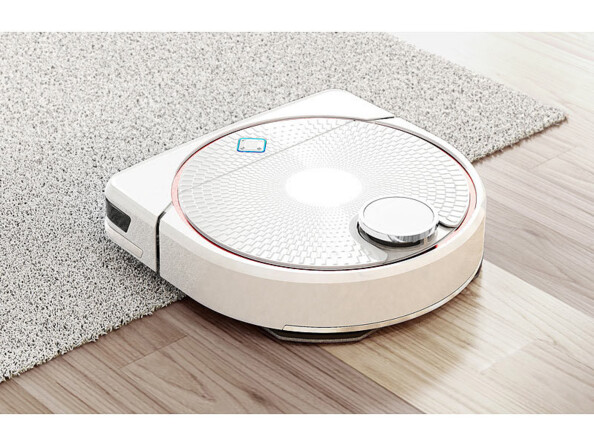 Robot aspirateur connecté PCR-9000.app Détecte les tapis et rehausse le support à serpillière de 6 mm